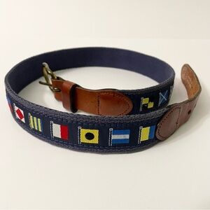 Leather Man Essex Top Grain Leather Nautical World Flags Belt Size 30